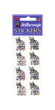 Load image into Gallery viewer, Wholesale - Pack of 12 Prismatic Stickers - 4 Silver Cats