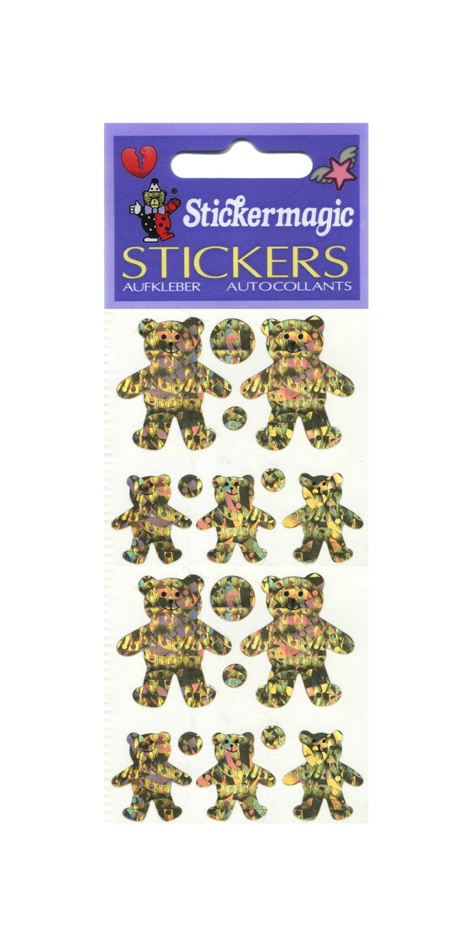 Wholesale - Pack of 12 Prismatic Stickers - 5 Gold Teddies