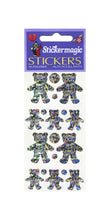 Load image into Gallery viewer, Wholesale - Pack of 12 Prismatic Stickers - 5 Silver Teddies