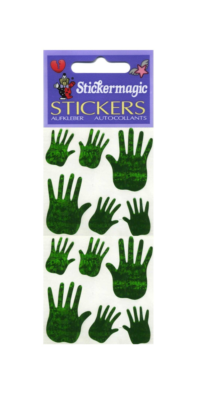 Wholesale - Pack of 12 Prismatic Stickers - Green Hands