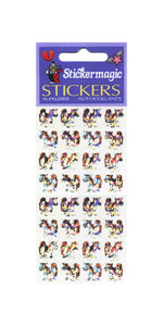 Wholesale - Pack of 12 Prismatic Stickers - Ponies - Silver