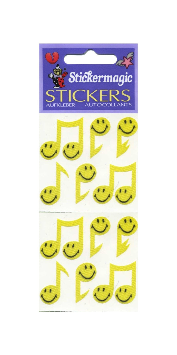 Wholesale - Pack of 12 Silkie Stickers - Smiley Musical Notes