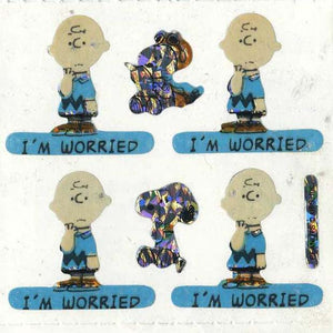 Wholesale - Pack of 12 Prismatic Stickers - Charlie Brown I'm Worried