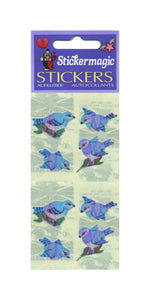 Wholesale - Pack of 12 Pearlie Stickers - Blue Birds