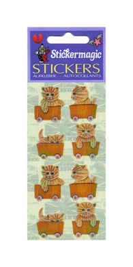 Wholesale - Pack of 12 Pearlie Stickers - Kittens In Train