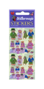 Wholesale - Pack of 12 Pearlie Stickers - Micro Teddy Wedding