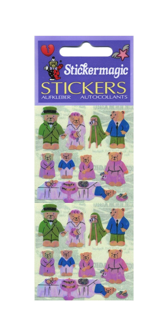 Wholesale - Pack of 12 Pearlie Stickers - Micro Teddy Wedding