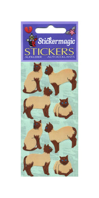 Wholesale - Pack of 12 Paper Stickers - Siamese Cats