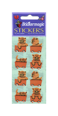 Wholesale - Pack of 12 Paper Stickers - Kittens In Train