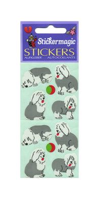 Wholesale - Pack of 12 Paper Stickers - Sheepdog Puppies