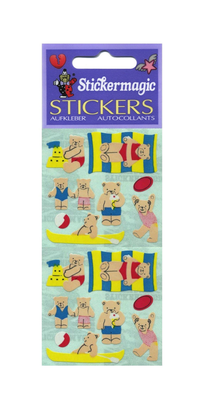 Wholesale - Pack of 12 Paper Stickers - Micro Seaside Teds