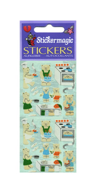 Wholesale - Pack of 12 Paper Stickers - Micro Teddy Kitchen