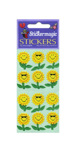 Wholesale - Pack of 12 Paper Stickers - Smiley Sunflowers