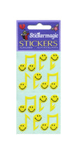 Load image into Gallery viewer, Wholesale - Pack of 12 Paper Stickers - Smiley Musical Notes