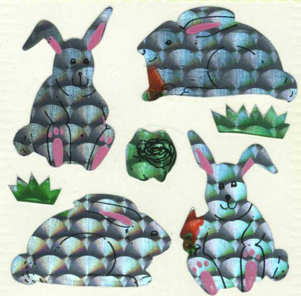 Roll of Prismatic Stickers - Rabbits