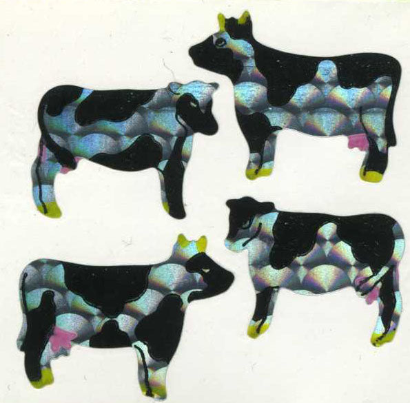 Roll of Prismatic Stickers - Cows
