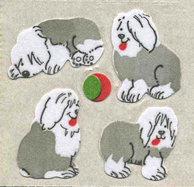 Roll of Furrie Stickers - Sheepdog Puppies