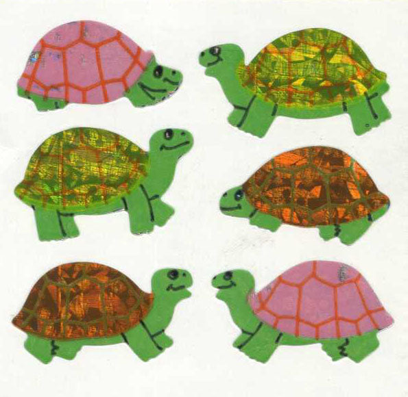 Roll of Prismatic Stickers - Multicoloured Tortoises