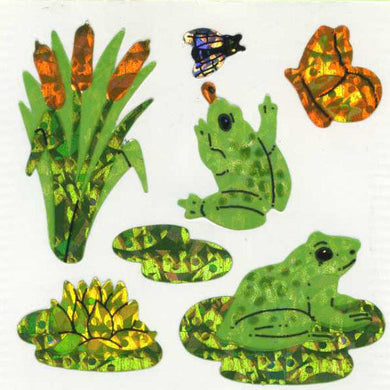 Roll of Prismatic Stickers - Jumping Frogs