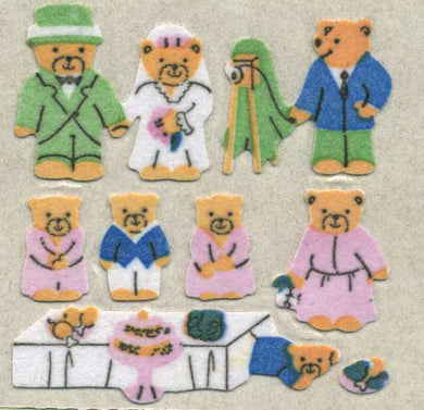 Roll of Furrie Stickers - Micro Teddy Wedding