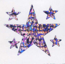 Load image into Gallery viewer, Pack of Prismatic Stickers - 5 Purple Stars