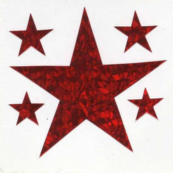 Roll of Prismatic Stickers - 5 Red Stars
