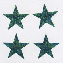 Load image into Gallery viewer, Pack of Prismatic Stickers - 4 Green Stars