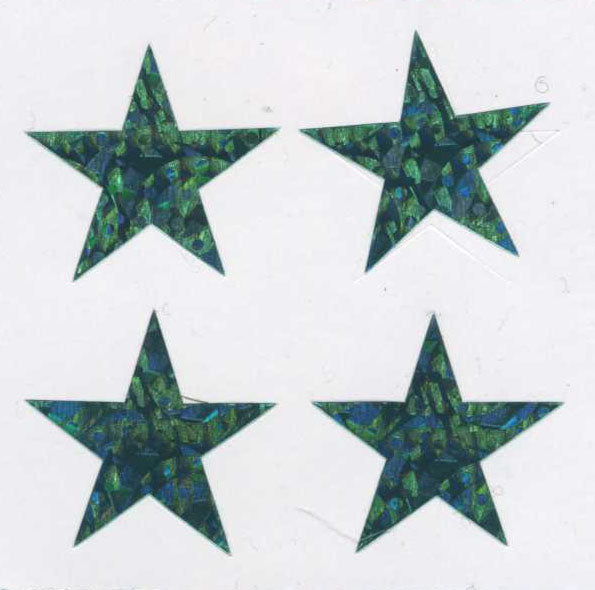 Roll of Prismatic Stickers - 4 Green Stars