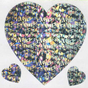 Pack of Sparkly Prismatic Stickers - 3 Hearts