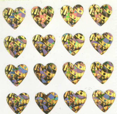 Roll of Prismatic Stickers - Multi Gold Hearts