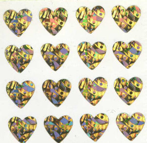 Roll of Prismatic Stickers - Multi Gold Hearts