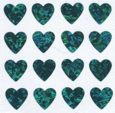 Roll of Prismatic Stickers - Multi Turquoise Hearts