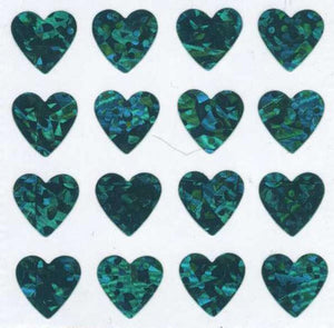 Pack of Sparkly Prismatic Stickers - 16 Hearts