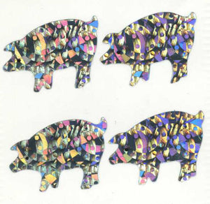 Pack of Prismatic Stickers - 4 Silver Pigs