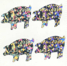 Load image into Gallery viewer, Roll of Prismatic Stickers - 4 Silver Pigs