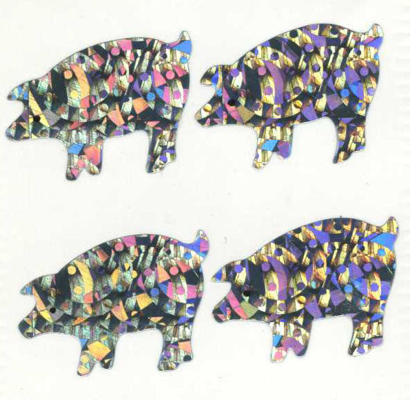 Roll of Prismatic Stickers - 4 Silver Pigs