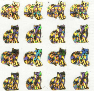 Pack of Sparkly Prismatic Stickers - 16 Cats