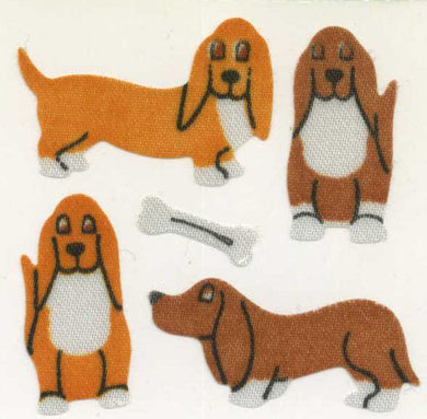 Roll of Silkie Stickers - Basset Hounds
