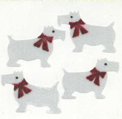 Roll of Silkie Stickers - White Scotties