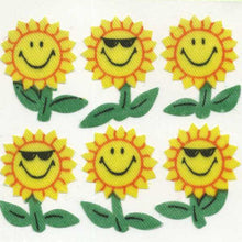 Load image into Gallery viewer, Roll of Silkie Stickers - Smiley Sunflowers
