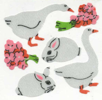 Roll of Silkie Stickers - Geese & Bunny