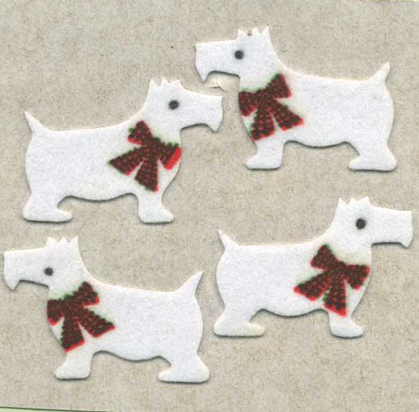 Roll of Furrie Stickers - White Scottie Dogs