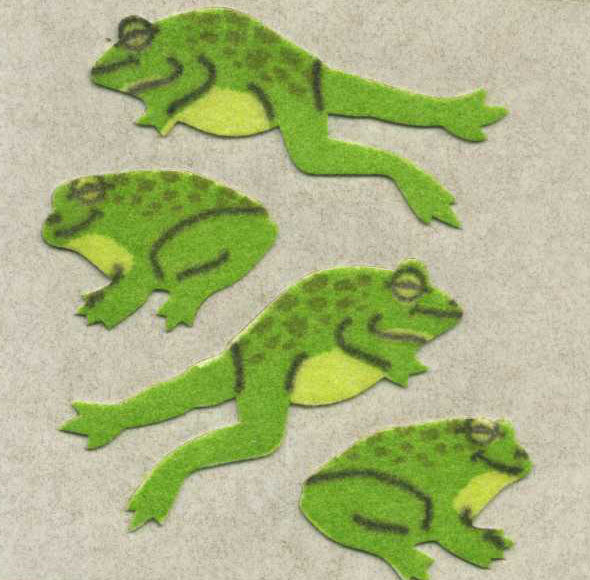 Roll of Furrie Stickers - Jumping Frogs