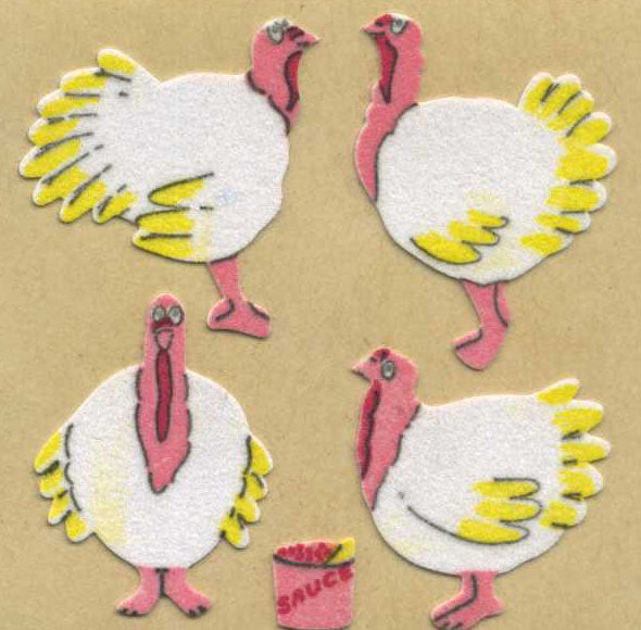 Roll of Furrie Stickers - Turkeys
