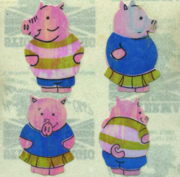 Roll of Pearlie Stickers - Boy & Girl Piggies