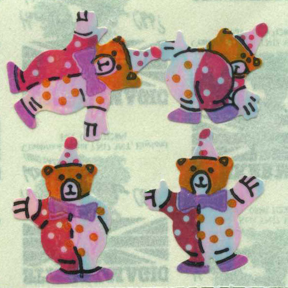 Roll of Pearlie Stickers - Teddy Clowns