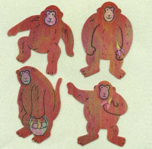 Roll of Pearlie Stickers - Monkeys