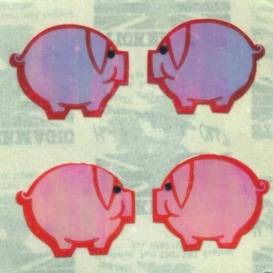 Roll of Pearlie Stickers - Pink Pigs