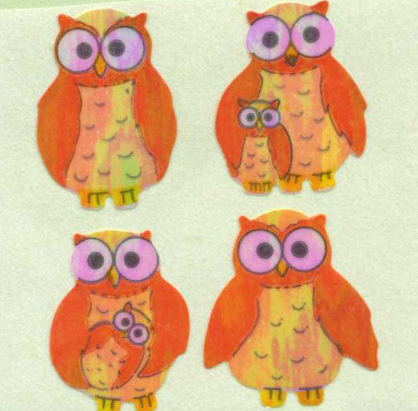 Roll of Pearlie Stickers - Mother & Baby Owl