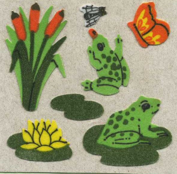 Roll of Furrie Stickers - Frogs on Lily Pads